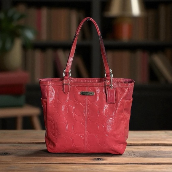 *Authentic* Coach Rose Patent Leather Monogram Tote Bag - Picture 1 of 14
